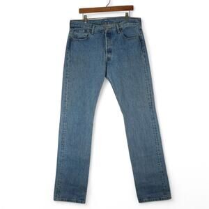 Vintage Levis 501 Jeans Mens 34x36 Regular Straight Fit Blue Denim Button Fly